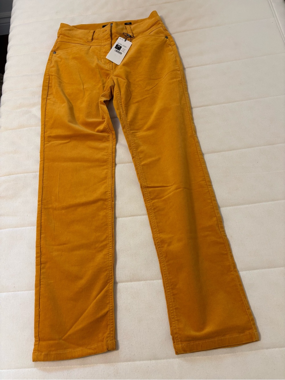 NWT OLSEN Straight-Leg Corduroy Pants in Mustard Yellow